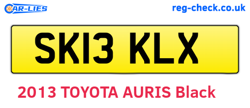 SK13KLX are the vehicle registration plates.