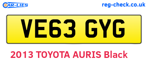 VE63GYG are the vehicle registration plates.