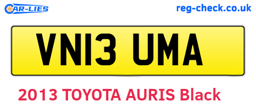 VN13UMA are the vehicle registration plates.