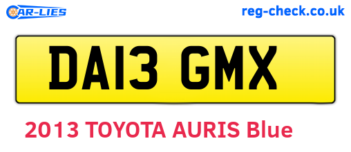 DA13GMX are the vehicle registration plates.