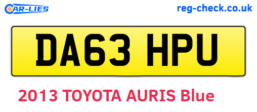 DA63HPU are the vehicle registration plates.