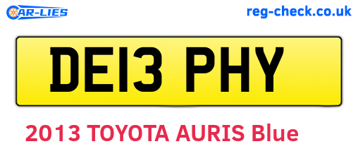 DE13PHY are the vehicle registration plates.