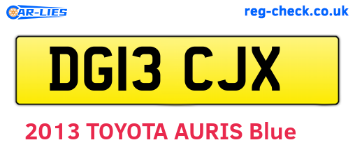 DG13CJX are the vehicle registration plates.