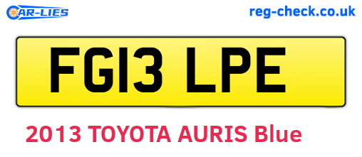FG13LPE are the vehicle registration plates.