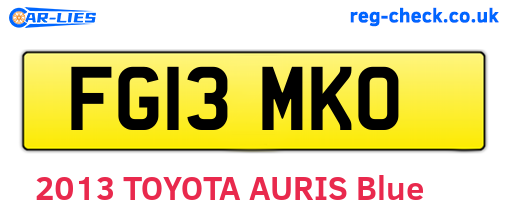 FG13MKO are the vehicle registration plates.
