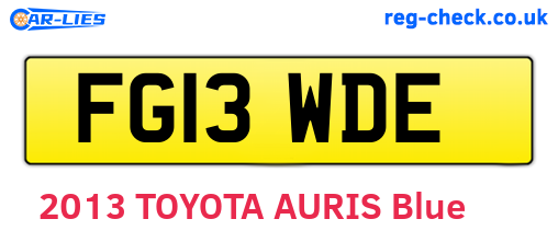 FG13WDE are the vehicle registration plates.