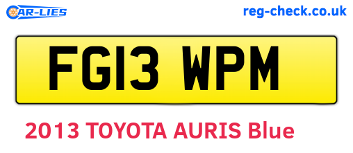 FG13WPM are the vehicle registration plates.