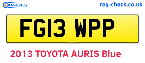 FG13WPP are the vehicle registration plates.