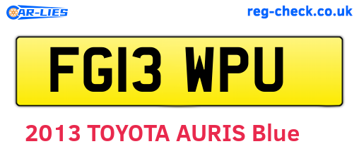 FG13WPU are the vehicle registration plates.