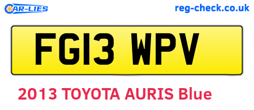 FG13WPV are the vehicle registration plates.