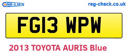 FG13WPW are the vehicle registration plates.