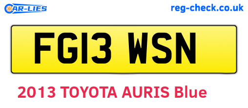 FG13WSN are the vehicle registration plates.