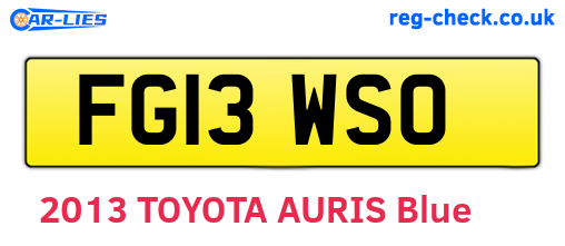 FG13WSO are the vehicle registration plates.