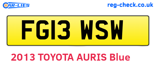 FG13WSW are the vehicle registration plates.