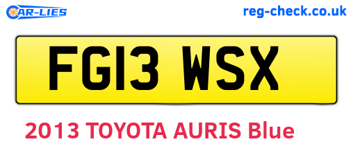 FG13WSX are the vehicle registration plates.