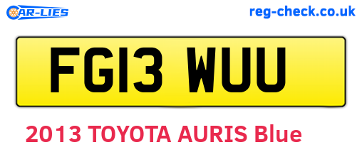 FG13WUU are the vehicle registration plates.