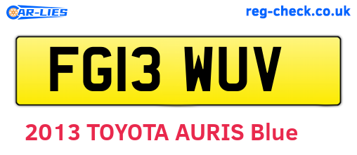 FG13WUV are the vehicle registration plates.