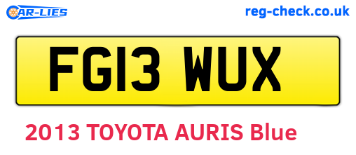 FG13WUX are the vehicle registration plates.