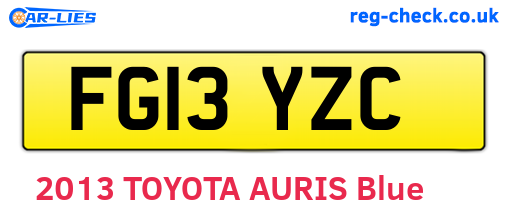 FG13YZC are the vehicle registration plates.