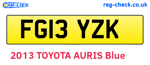 FG13YZK are the vehicle registration plates.
