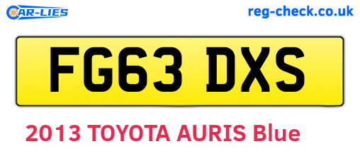 FG63DXS are the vehicle registration plates.