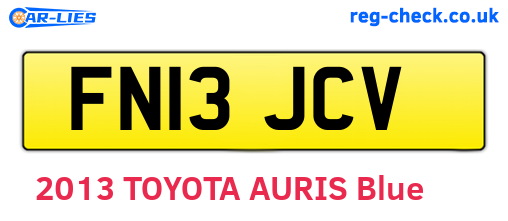 FN13JCV are the vehicle registration plates.