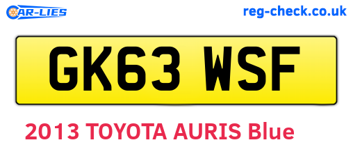 GK63WSF are the vehicle registration plates.
