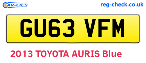 GU63VFM are the vehicle registration plates.