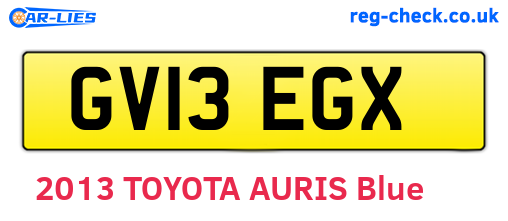 GV13EGX are the vehicle registration plates.