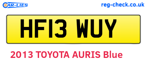 HF13WUY are the vehicle registration plates.