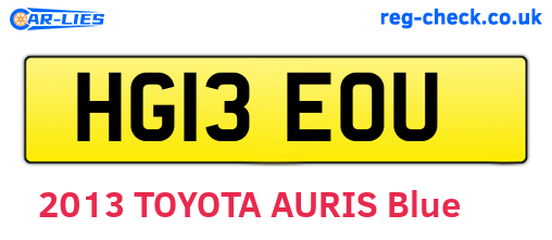 HG13EOU are the vehicle registration plates.