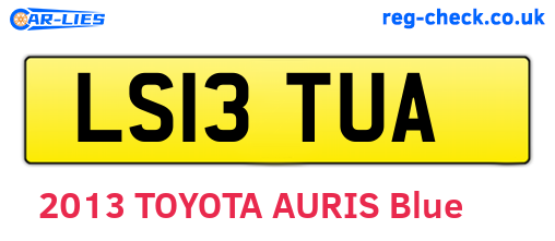 LS13TUA are the vehicle registration plates.