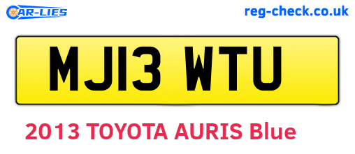 MJ13WTU are the vehicle registration plates.