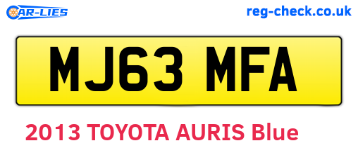 MJ63MFA are the vehicle registration plates.