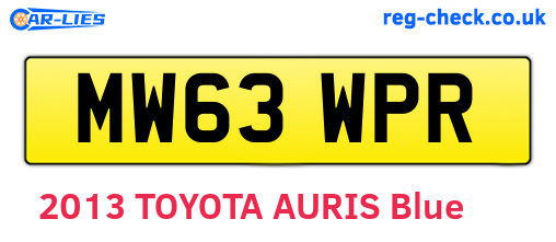 MW63WPR are the vehicle registration plates.