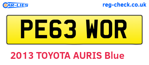 PE63WOR are the vehicle registration plates.