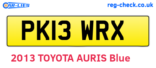 PK13WRX are the vehicle registration plates.