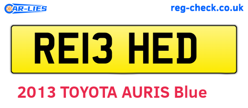 RE13HED are the vehicle registration plates.