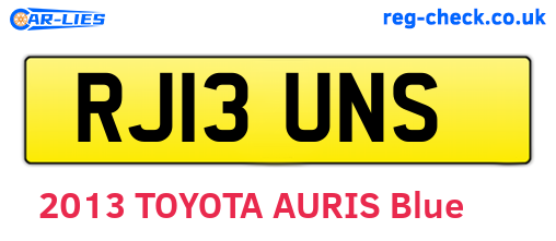 RJ13UNS are the vehicle registration plates.