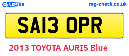 SA13OPR are the vehicle registration plates.