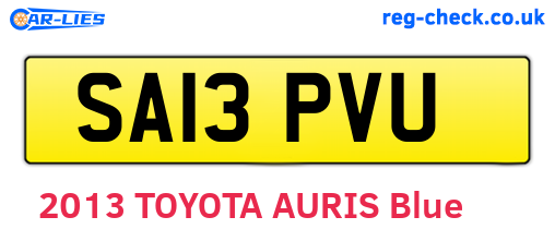 SA13PVU are the vehicle registration plates.