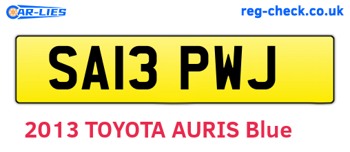 SA13PWJ are the vehicle registration plates.
