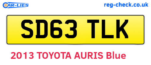 SD63TLK are the vehicle registration plates.