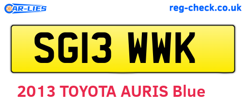 SG13WWK are the vehicle registration plates.