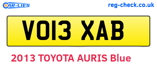 VO13XAB are the vehicle registration plates.