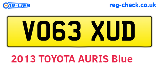 VO63XUD are the vehicle registration plates.