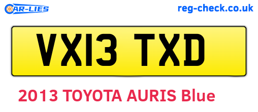 VX13TXD are the vehicle registration plates.