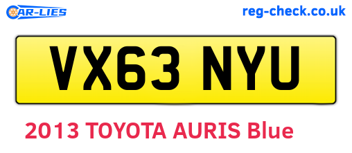 VX63NYU are the vehicle registration plates.