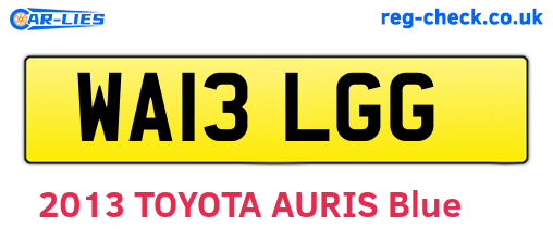 WA13LGG are the vehicle registration plates.