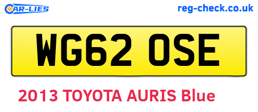 WG62OSE are the vehicle registration plates.